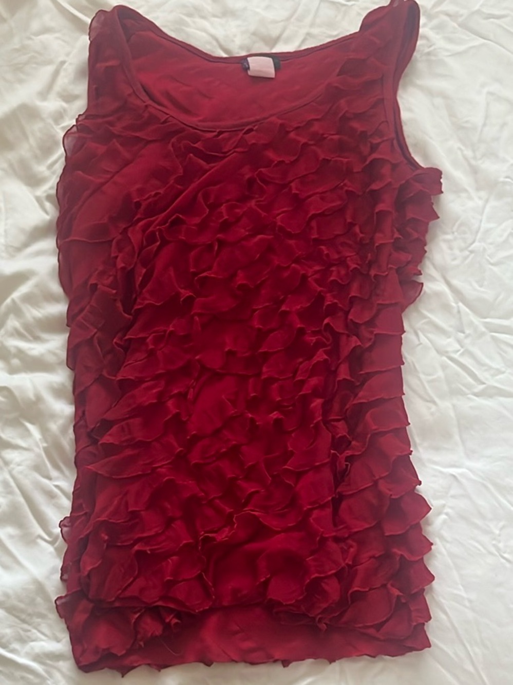 Agenda Women's Red Ruffle Tank Top